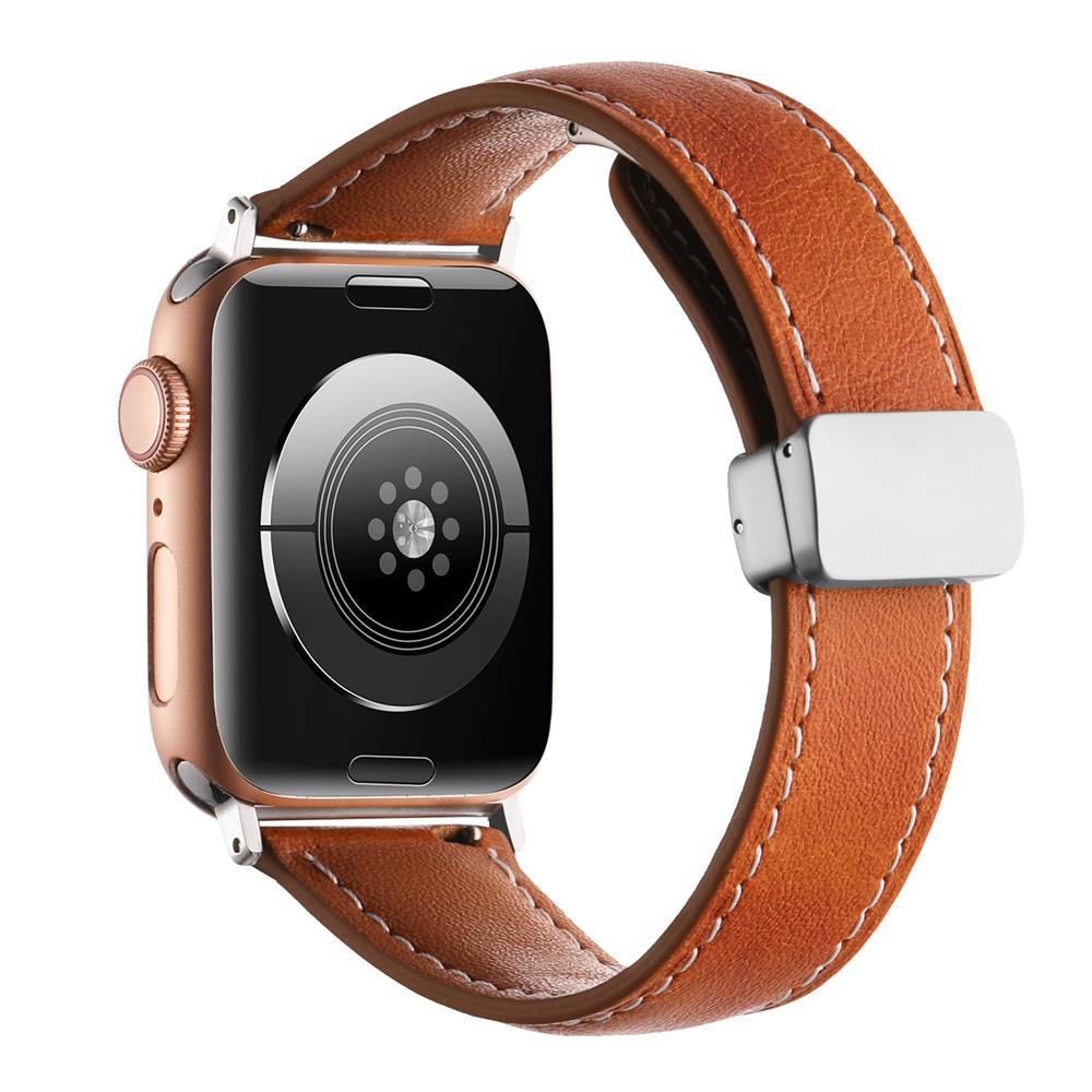 Crazy Horse Magnetic Buckle Women's Genuine Leather Watch Strap,For Apple Watch 42mm 44mm 45mm 49mm iWatch S10 46mm
