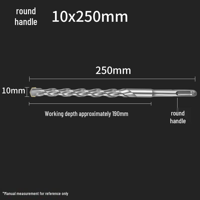 Square Shank 4-Flute Impact Drill Bit for Concrete, Round Shank 2-Flute Hole-Enlarging Drill Bit 150MM