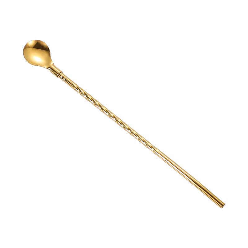 Stainless Steel Straw Mixing Spoon, Straw Spoon Integrated Dual-Use Creative Metal Drinking Tube Spoon