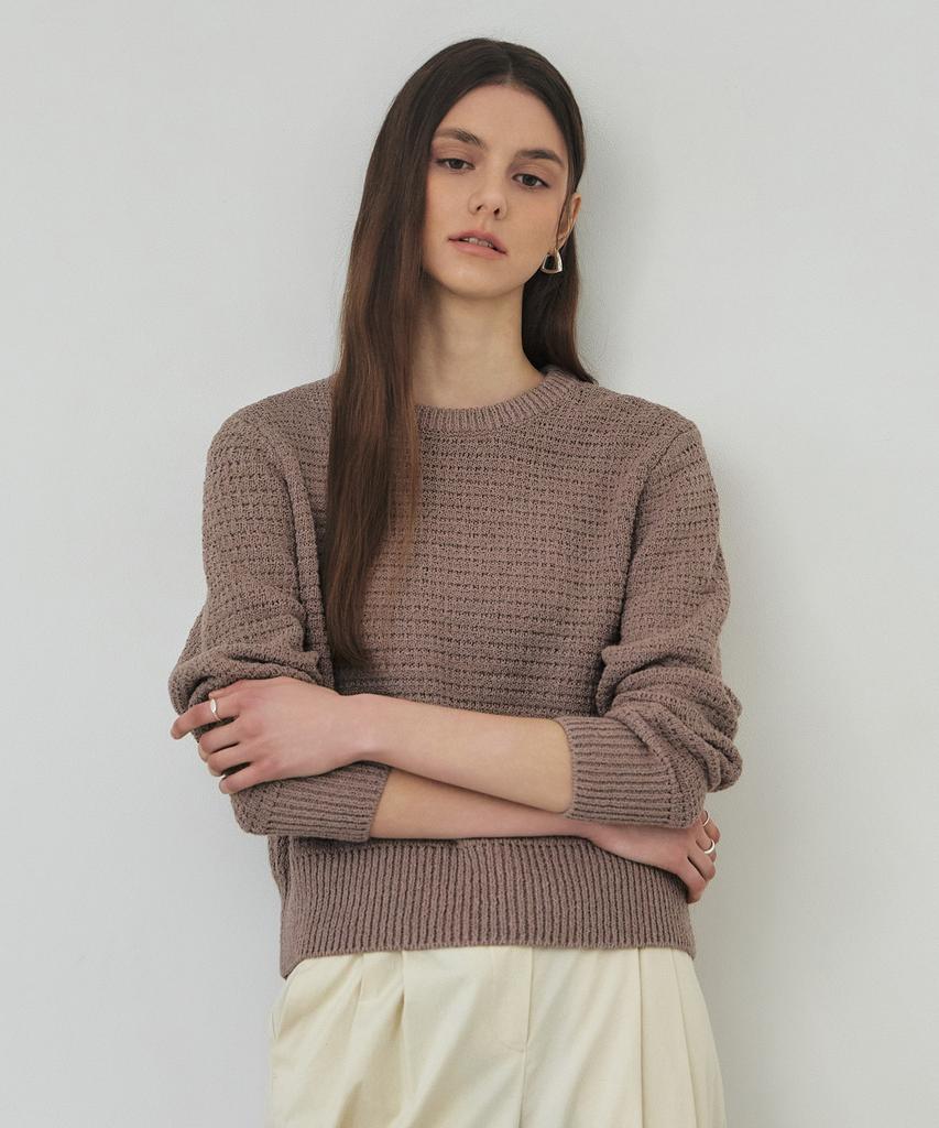 ARTID Volume Textured Round Knit_Beige