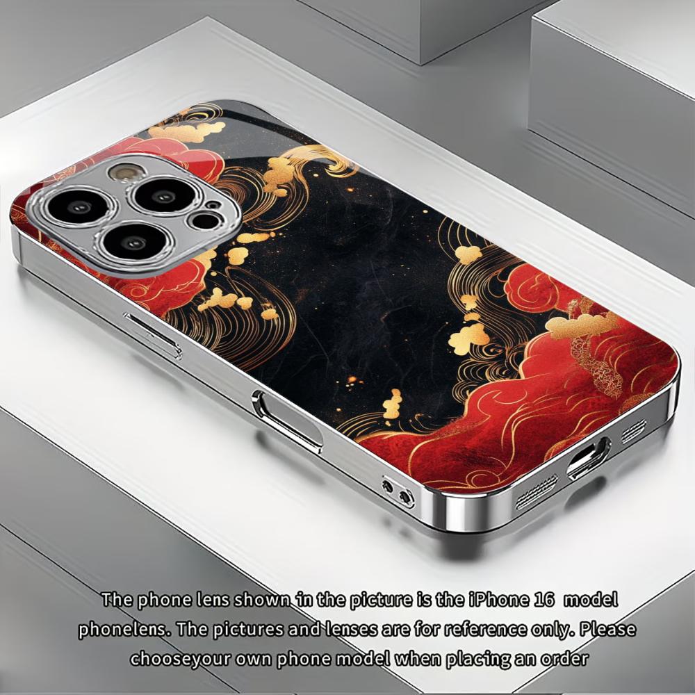 Goldene und rote Wolken Mode Handyhüllen carcasa Smartphone Glas Handyhülle für iPhone 17 16 15 14 13 12 11pm Pro Plus fundas
