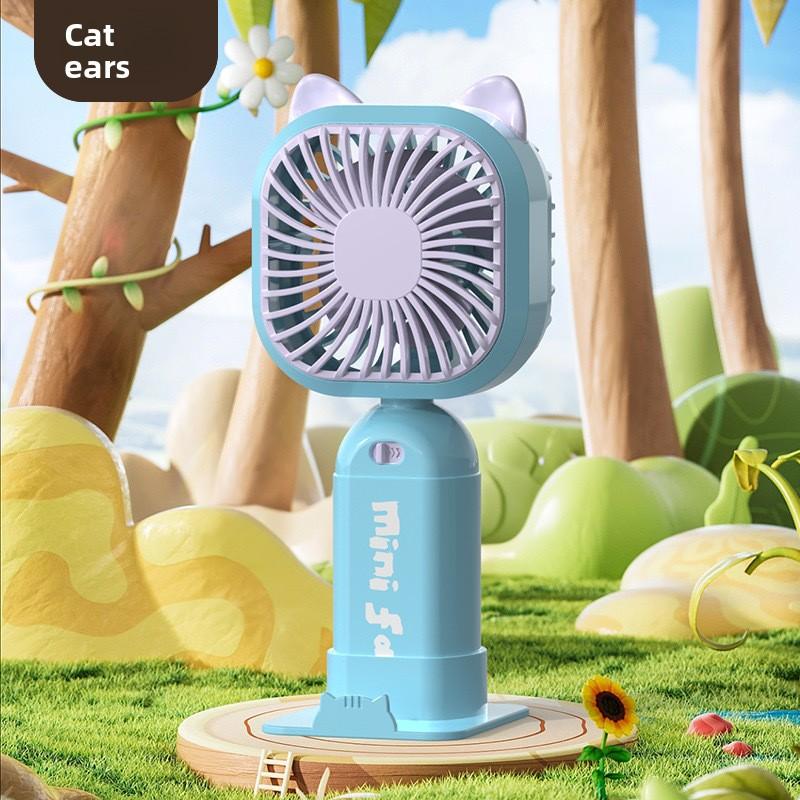 Portable Handheld Mini Fan with LED Light, USB Rechargeable, Quiet 3-Speed Cooling Fan