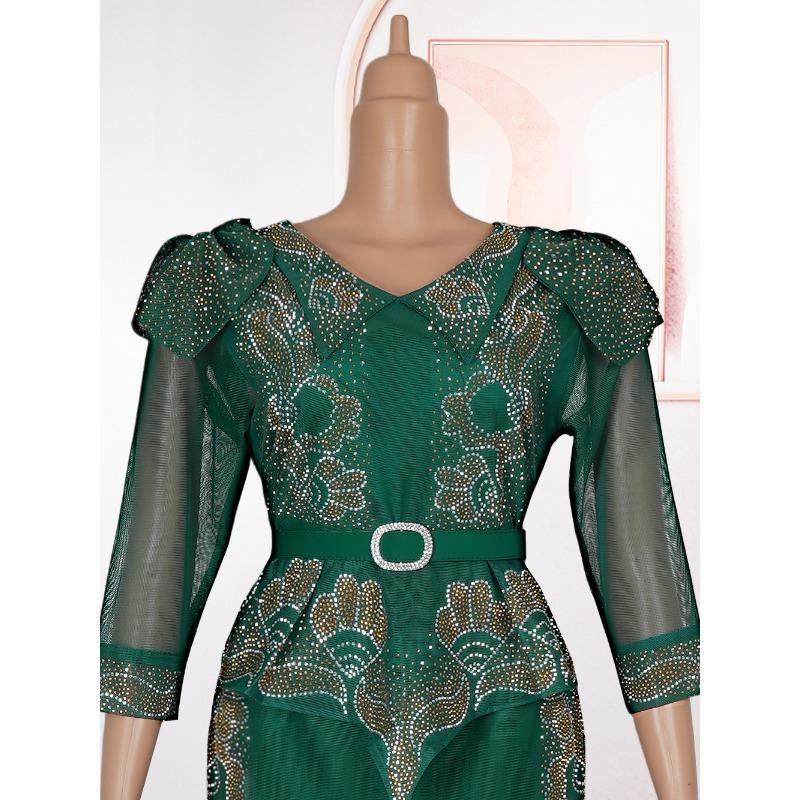 Plus Size Damenmode Hot Diamond Weihnachtsfeier Fake Two Kleider