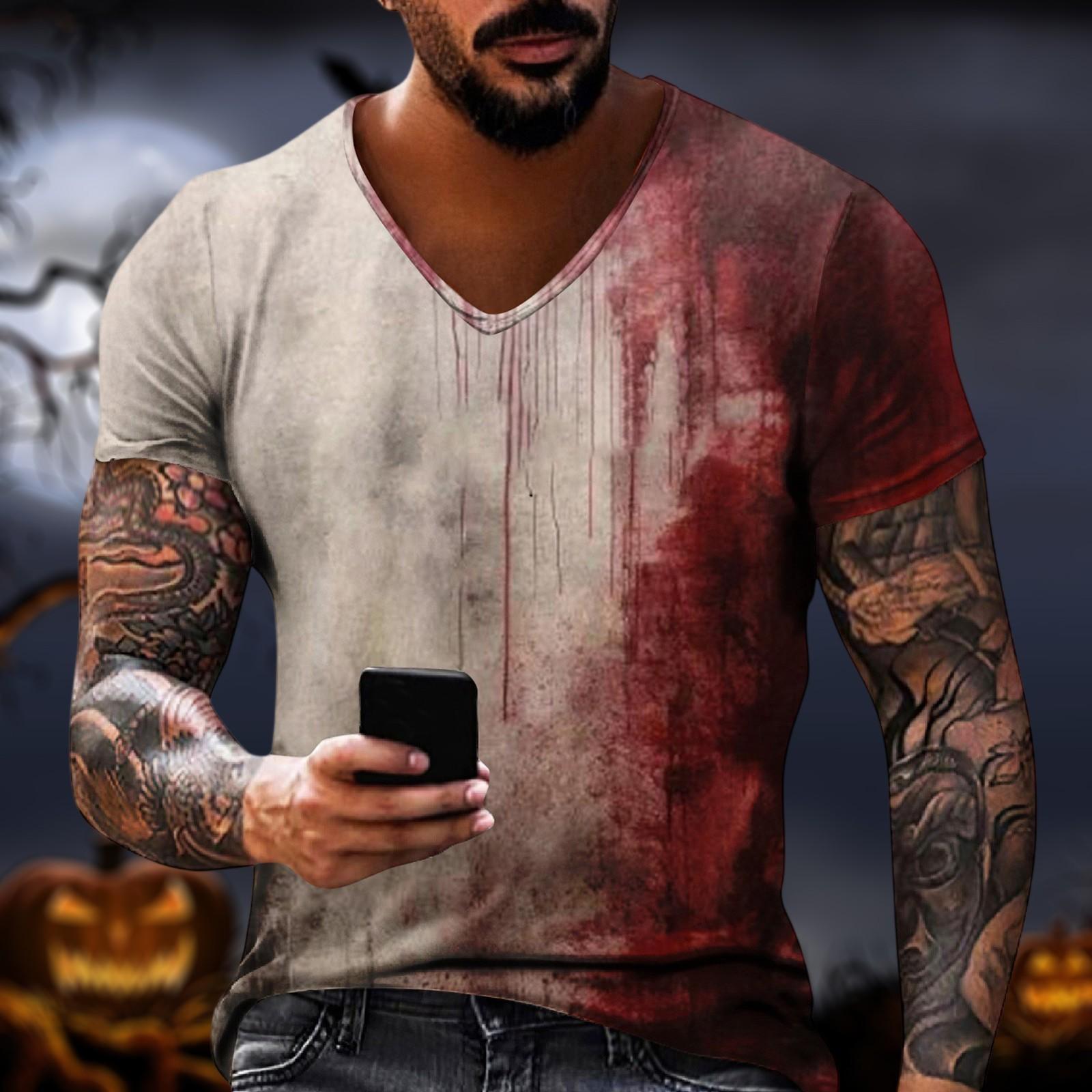 

Унисекс Летняя Футболка с Принтом V-образный вырез Унисекс Свободный Повседневный Топ с Коротким Рукавом L красный