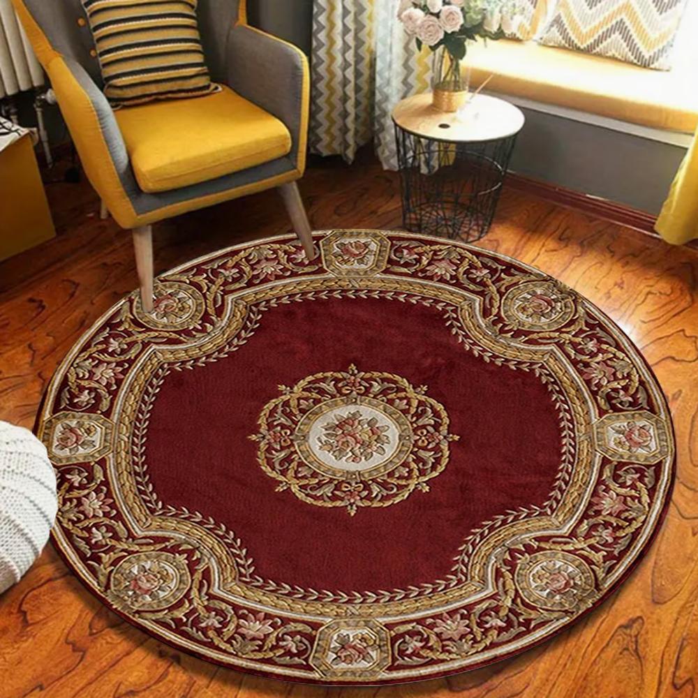 

Modern Geometric Living Room Circular Rug Wave Line Pattern Boho Home Decor Round Carpet Soft Non-Slip Floor Mat for Bedroom 60cmx60cm