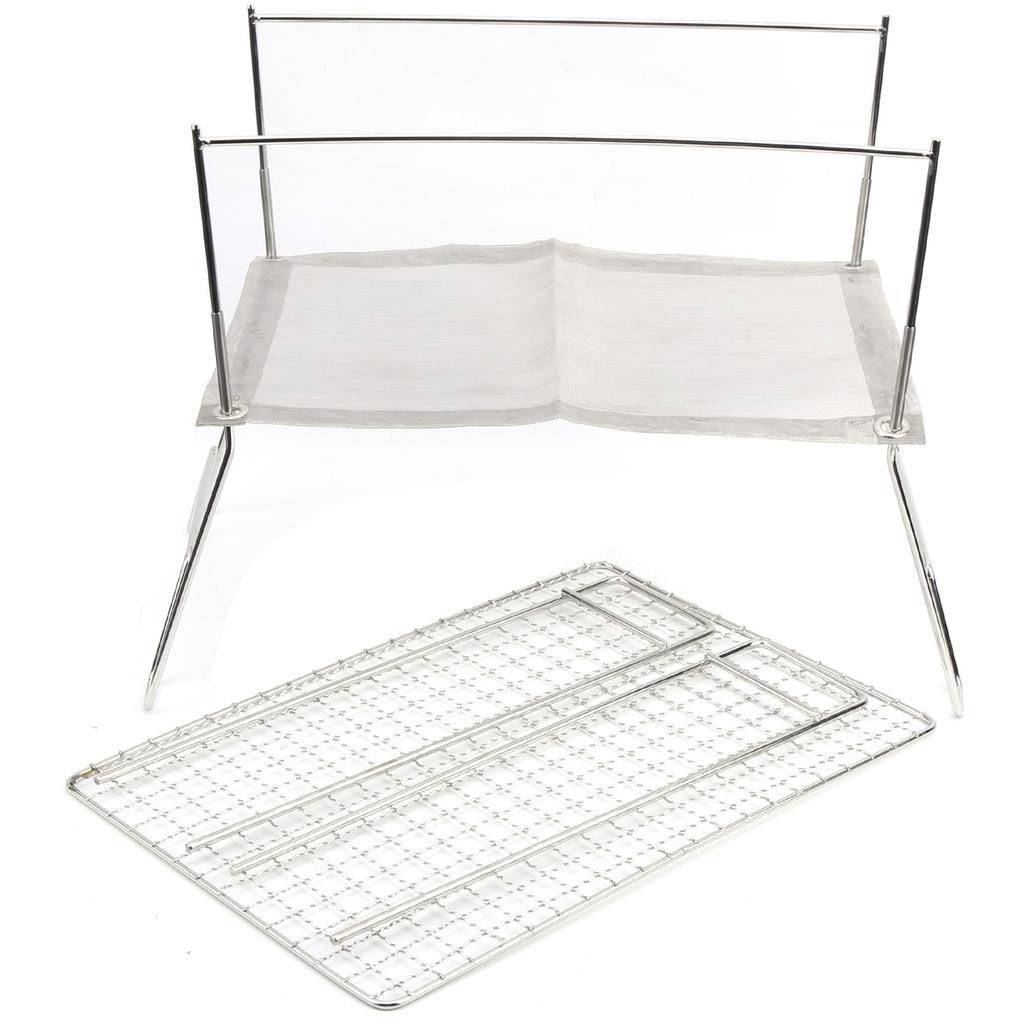 Edelstahldraht Outdoor Grillofen Faltbarer Grill mit Backnetz BBQ Camping