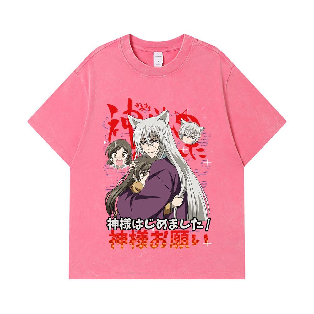 275 GSM Washed T-shirts 100% Cotton Kamisama Kiss V1 Print Unisex Heavy Cotton T Shirt