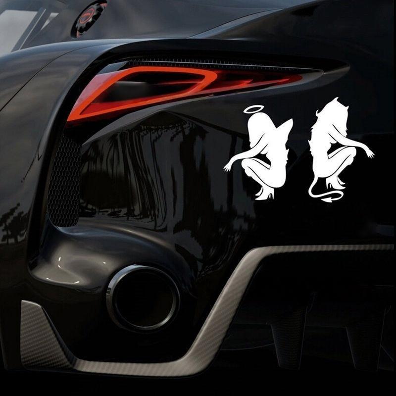 Car Sticker Angels and Demons Car Stickers Creative Sunscreen Decals Waterproof Scratch Proof Vehicle Car Sticker
