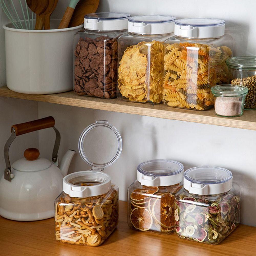 

Square Rice Containers Plastic Cereals Storage Box Food Flour Storage Bin Coffee Beans 1500ML