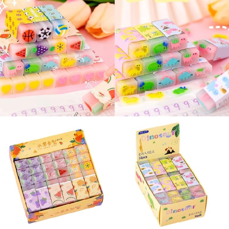 32/36 Stück Radiergummi Obst-Radiergummi Weicher Radiergummi Ästhetische Radiergummis Niedlicher Tier-Radiergummi Schulsachen