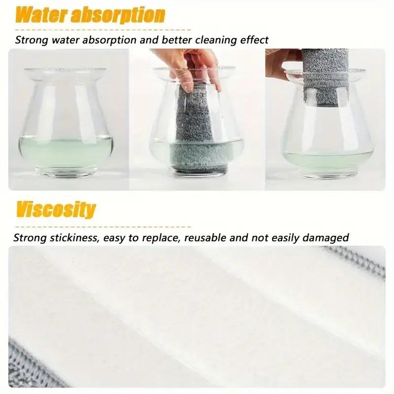 4pcs Hand-Free Mop Cloths Clip-On Fine Fibre Replacement Cloths Strongly Absorbent To Remove Dirt Household Cleaning Mop Tools