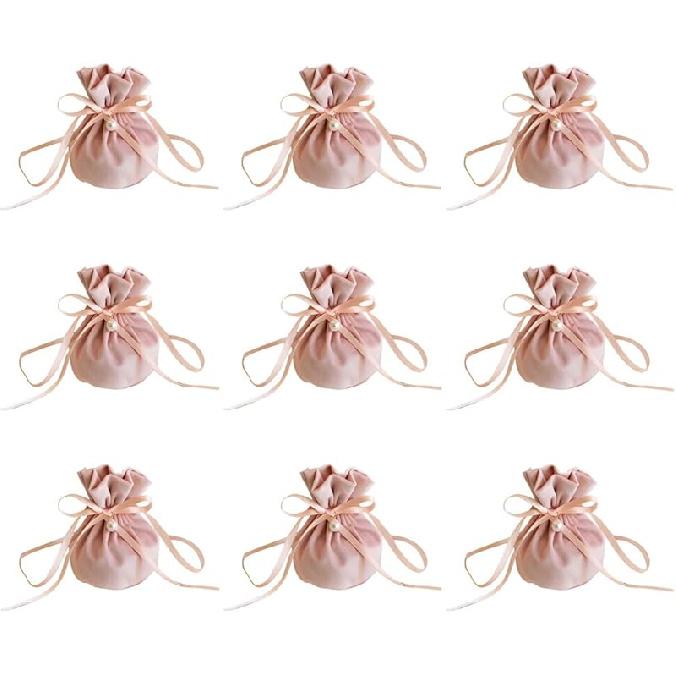 

20 шт. Бархатные подарочные мешочки на кулиске с круглым дном, мешочки для украшений с жемчужной бусиной, для свадебных комплиментов, Рождества, подарков для вечеринок, дня рождения, розовый розовый