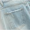 Mode Lässig Damen Voll Längen Locker Sitzende Jeans Gemütlich Mittlere Taille Abgenutzt Baggy Denim Hose Weiter Bein Hinten Aufgerissene Manschette Jean