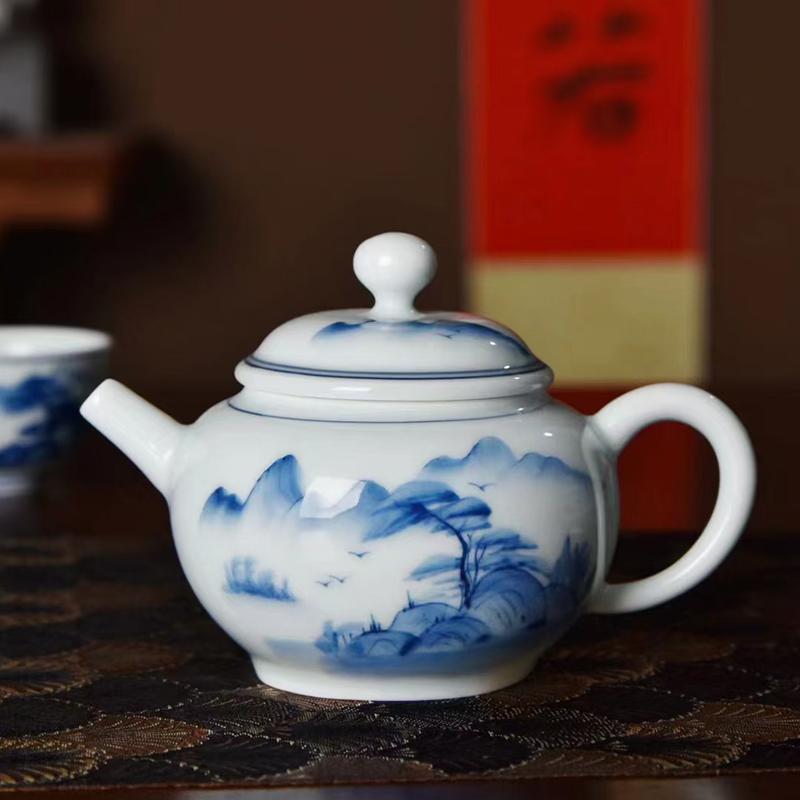 Chiński Jingdezhen Vintage Porcelanowy Ceramiczny Czajniczek z Zaparzaczem, Jaśminowy Oolong Kwiatowy, Ceremonia Herbaty Te Guan Yin