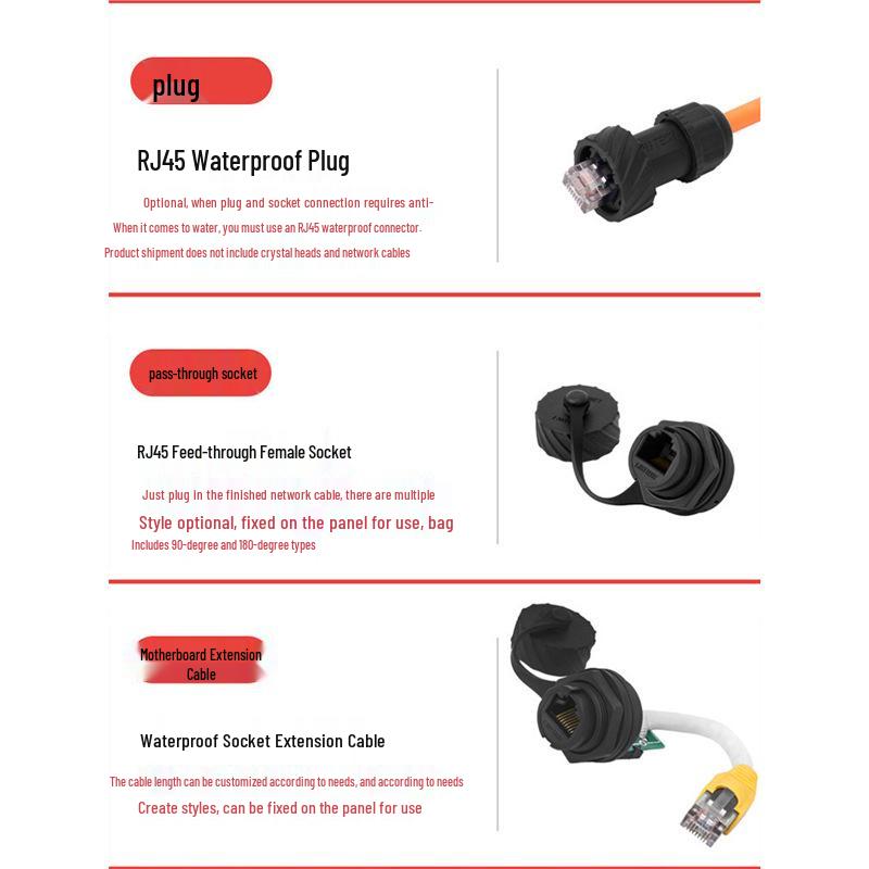 M20 RJ45 Waterproof Network Cable Connector, Panel Mount 90° Upward Port, New Energy.