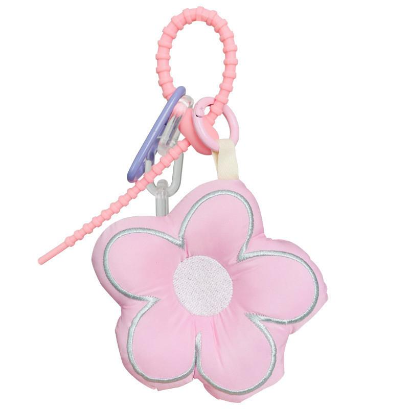 Entzückender Ins-Style Roter Blumen Schlüsselanhänger Besticktes Florales Stoff Schlüsselzubehör