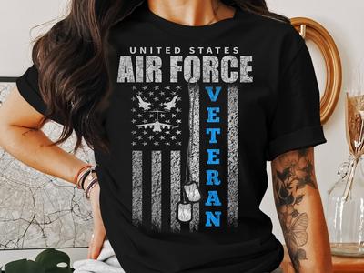 US Air Force Veteran T-Shirt: American Flag Graphic Tee
