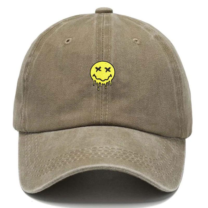 Customize Graffiti Smile Washed Cotton Baseball Cap For Men Women Embroidery Unisex Vintage Trucker Dad Hip Hop Urban Street Style Hat Streetwear