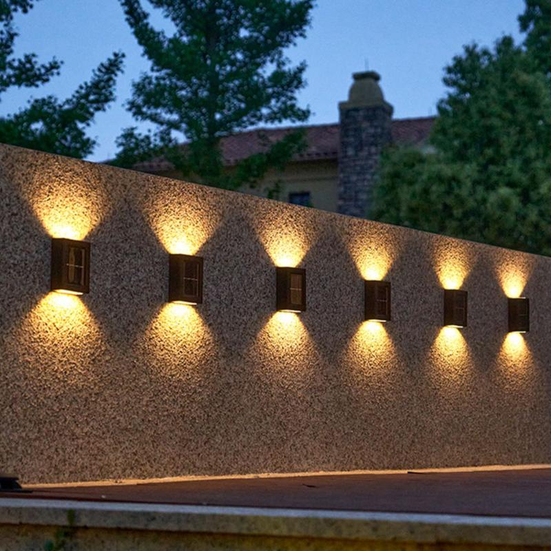 8PCS LED Solar Wall Lamp Outdoor Waterproof Up and Down Lighting Garden Decoration Solar Lights Stairs Fence Sunlight Lamp