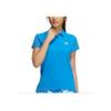 Adidas Solid Color Square Neck Button Short Sleeve Polo Shirt Women tops Bright-Blue HA0226