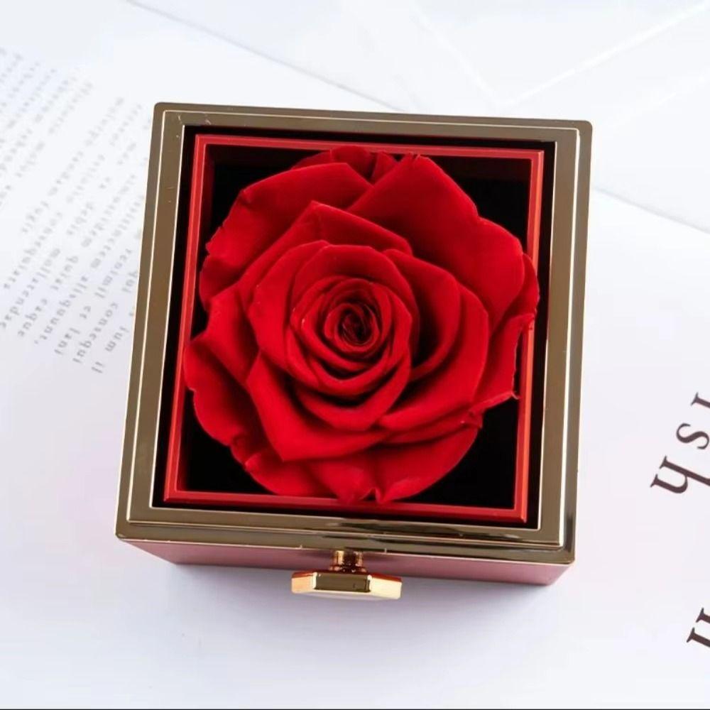 Rotation Proposal Ring Boxes Eternal Rose Jewelry Display Rack  Valentine's Day