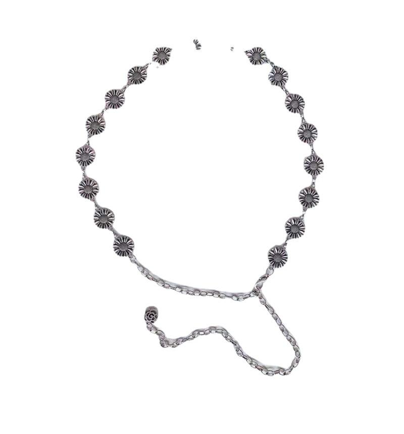 European and American Waist Chain Women's Summer Versatile Ins Style with Dress Jeans Trendy Decorative Metal Chain Flower Belt