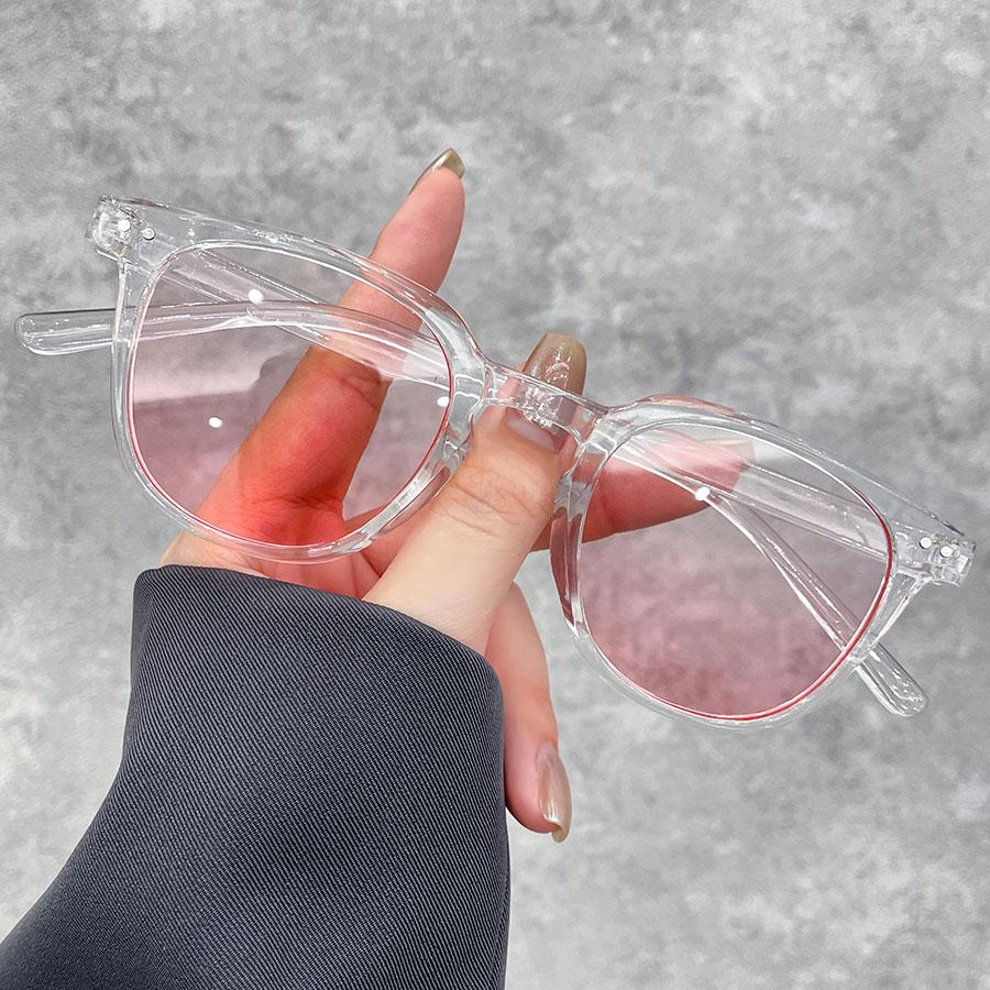 Occhiali da Sole Rotondi Unisex alla Moda con Lenti Rosa Degradé Decorazione Metallica Occhialini Piccoli Classici per Donna Uomo