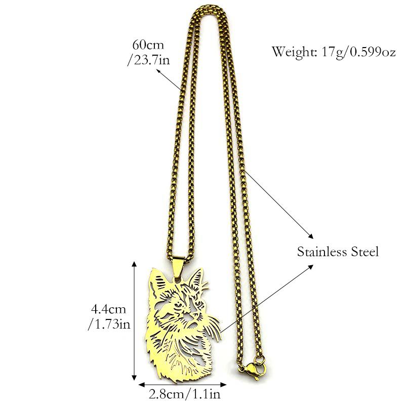 Hiphop Cat Head Animal Chain For Women Men Stainless Steel Gold Color Kitty Party Trendy Male Pendant Necklaces Jewelry Gifts
