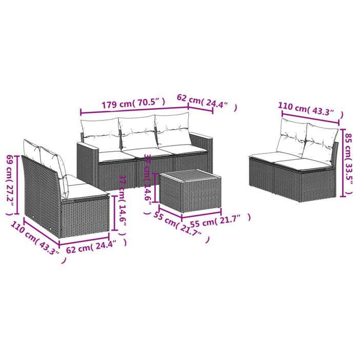VidaXL Garden Lounge Set with Cushions 8 Pcs, Patio Sofas, Patio Furniture Set, Outdoor Furniture, Beige 3258285