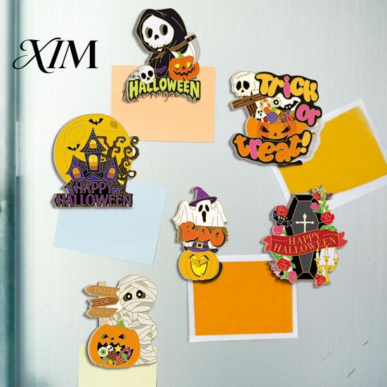 Holiday Home Decorations for Autumn 6 Pcs Halloween Refrigerator Magnets, Grim Reaper Pumpkin Skull Ghost Decorative Magnets Party Reusable