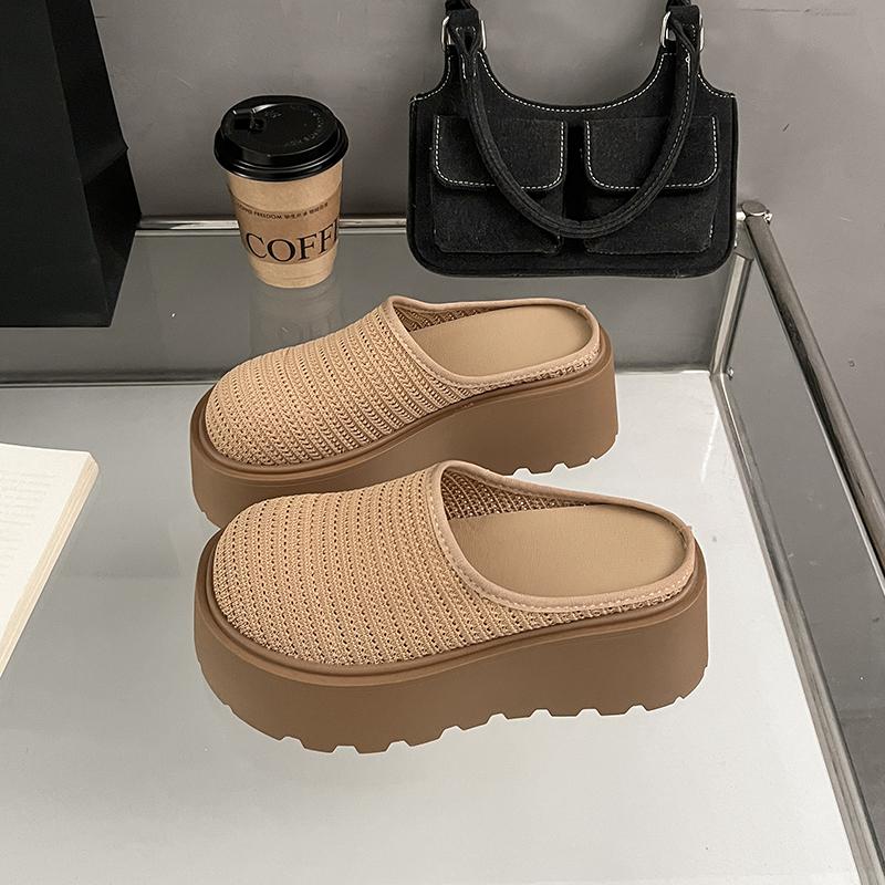 

Summer Women s Cover Toe Mules Slippers Fashion Hollow out Slide Elegant Dress Slip-On Shoes Comfortable Ladies Footwear 40 коричневий