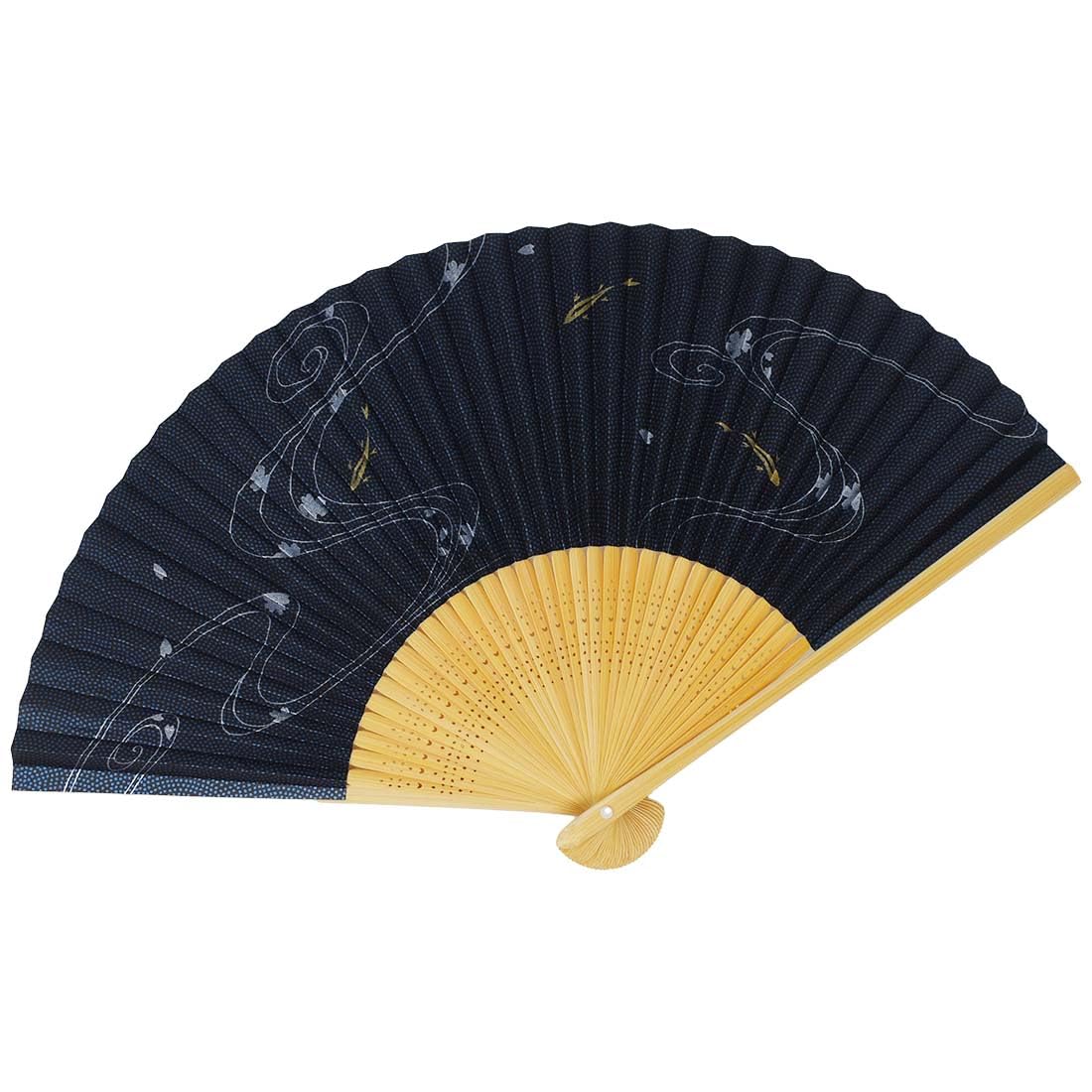 

расписной складной веер из белого бамбука цвета морской волны с жемчужиной, с рисунком гольца Высококачественная японская гравировка, ароматизированный, дизайн, (Аю)