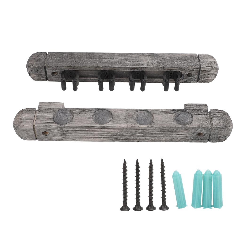 Wall Mounted Cue Holder Rack 4 Slots Modern Wooden Billiard Cue Holder Silver Grey