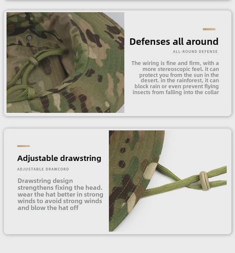 Men's Camouflage Bucket Hat Set: Multifunctional, Breathable, Sun-Protective Fishing Hat with Round Brim.