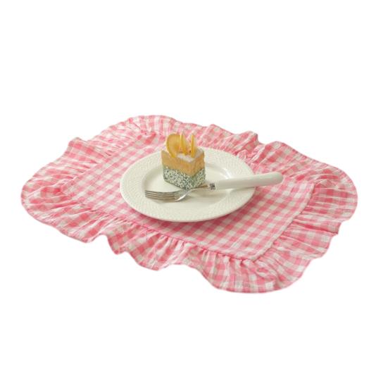 1/2Pcs Kitchen Placemat Square Round Washed Cotton Table Mats with Pleated Edges Heat Resistant Dining Home Kitchen Party Placemats