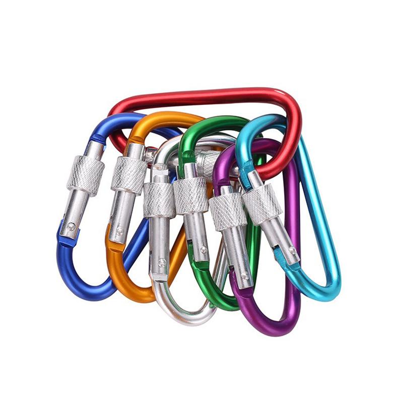 6PCS/Pack Colorful Aluminum Alloy Carabiner 7 Colors Available Key Chains Carabiners for Camping Hiking Travel Outdoor Tools ZYF