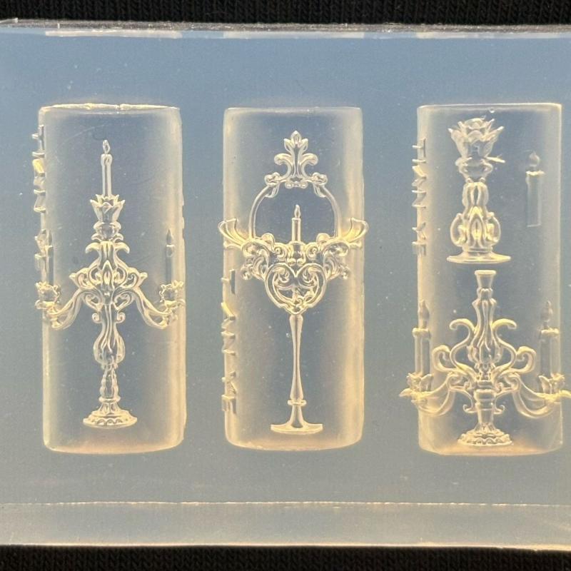 Cute Pig 3D Silicone Nail Mold Retro Flower Vase Chinese Style Candle Holder Transparent Nail Templates Diy Manicure Design Tool