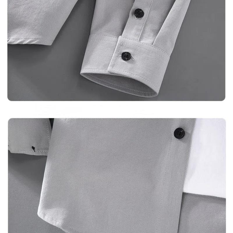 Japanese Style Cargo Long Sleeve Shirts for Men Spring/Autumn Youth Popular Pure Cotton Double Pocket Casual Shirt