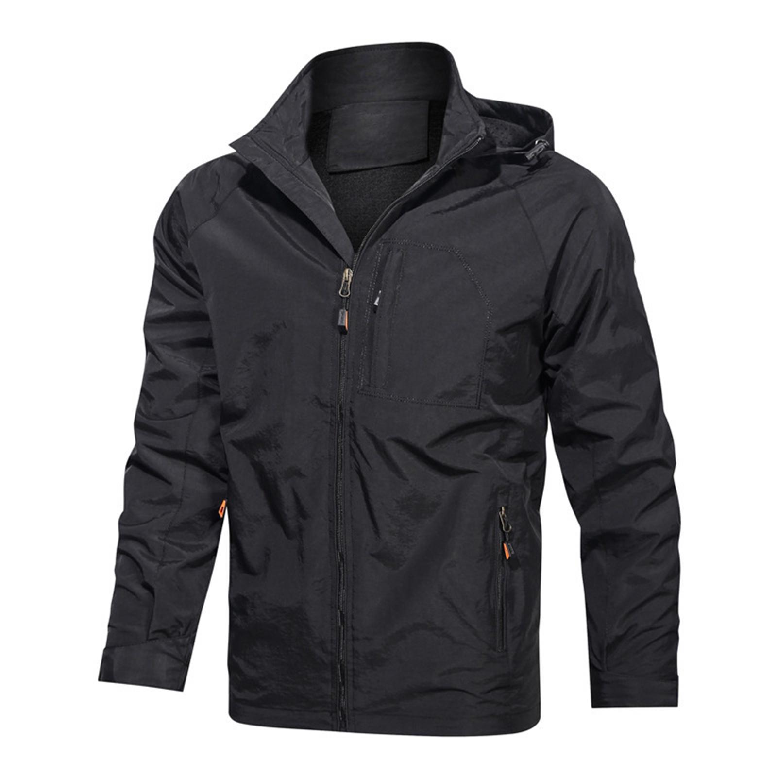 

Men s Outdoor Lightweight Breathable Jacket Waterproof Windproof Casual Jacket L чёрный