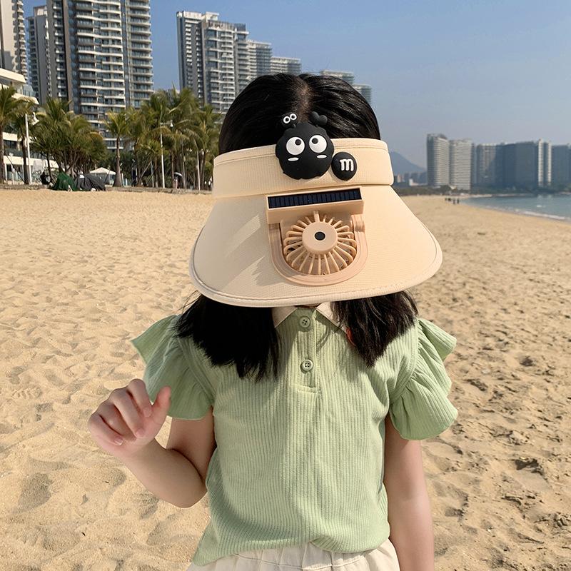 Nouveau Chapeau de Fan pour Femmes Mode Chapeau de Soleil pour Enfants Couvre-Visage Chapeau Haut Vide Chapeau de Soleil UV Femmes