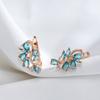 Trend Blue Natural Zircon Crystal Flower English Earrings For Women  Rose Gold Color Party Daily Fine Vintage Jewelry