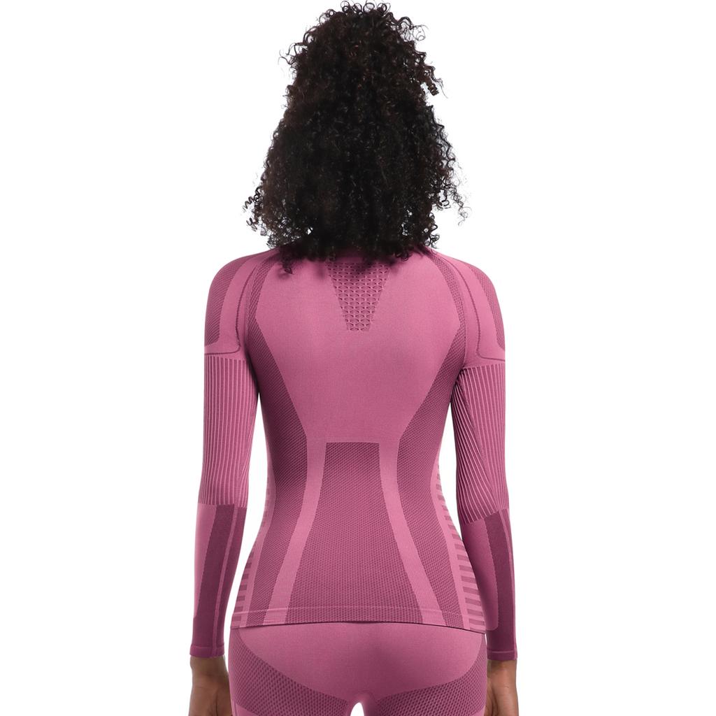Nessaj Camiseta de Manga Larga Seamless de Yoga de Alta Elasticidad para Mujer, Ejercicio, Running, Color Sólido, Top de Fitness