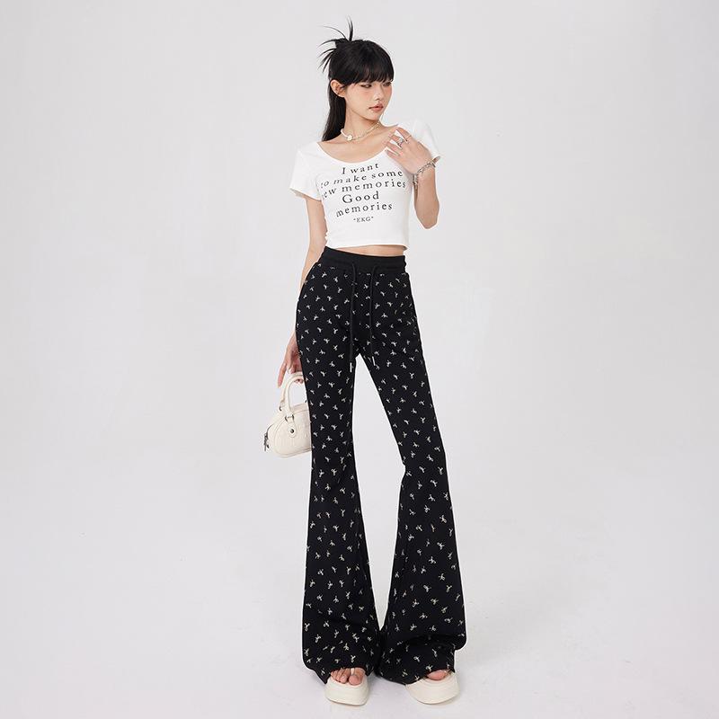 2024 Women's High-Waisted Bowknot Flared Casual Pants - New Summer Loose Slim Wide-Leg Style