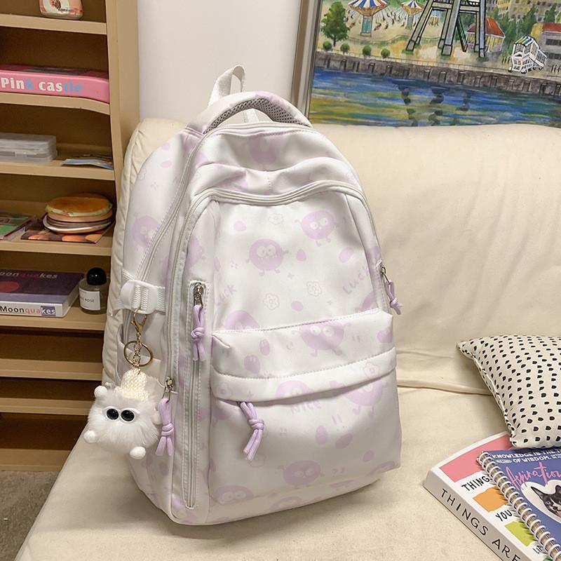 Cartoon Casual Printed Nylon Backpack With Padded Shoulder Straps For Daily Use