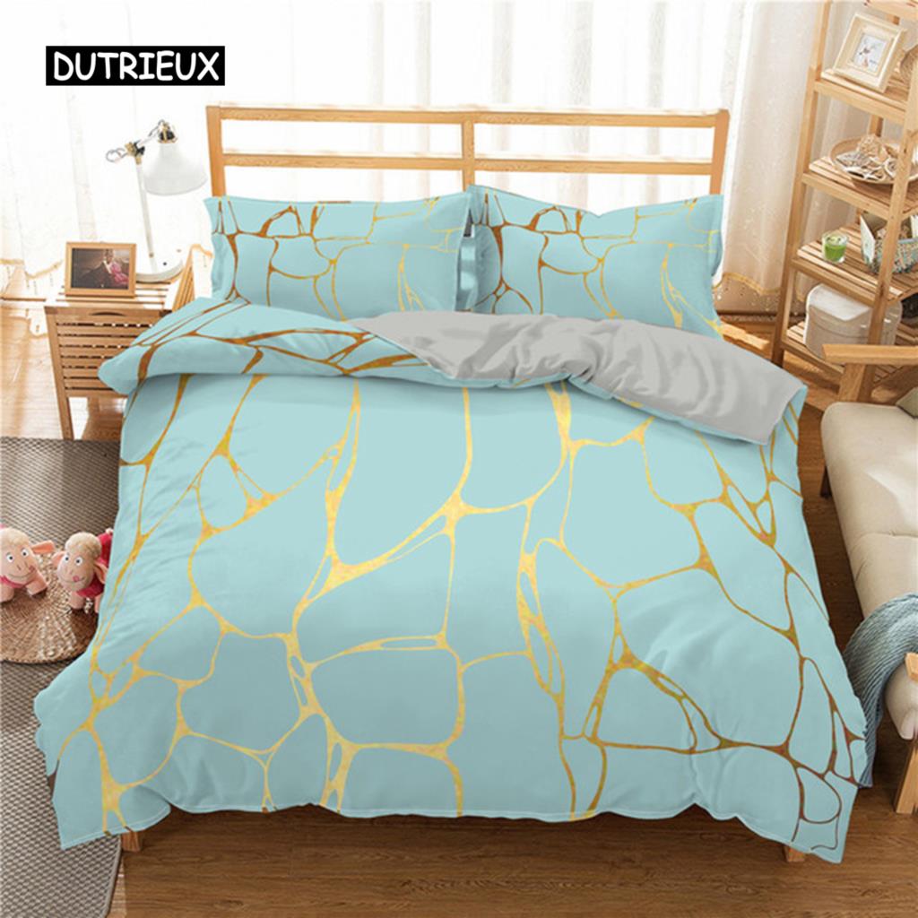 Duvet Cover Geometric Pink Marble Comforter Bedding Set Cover Bed Cover Bedspread 2/3 Pcs for Women Girls Bedroom Decorations