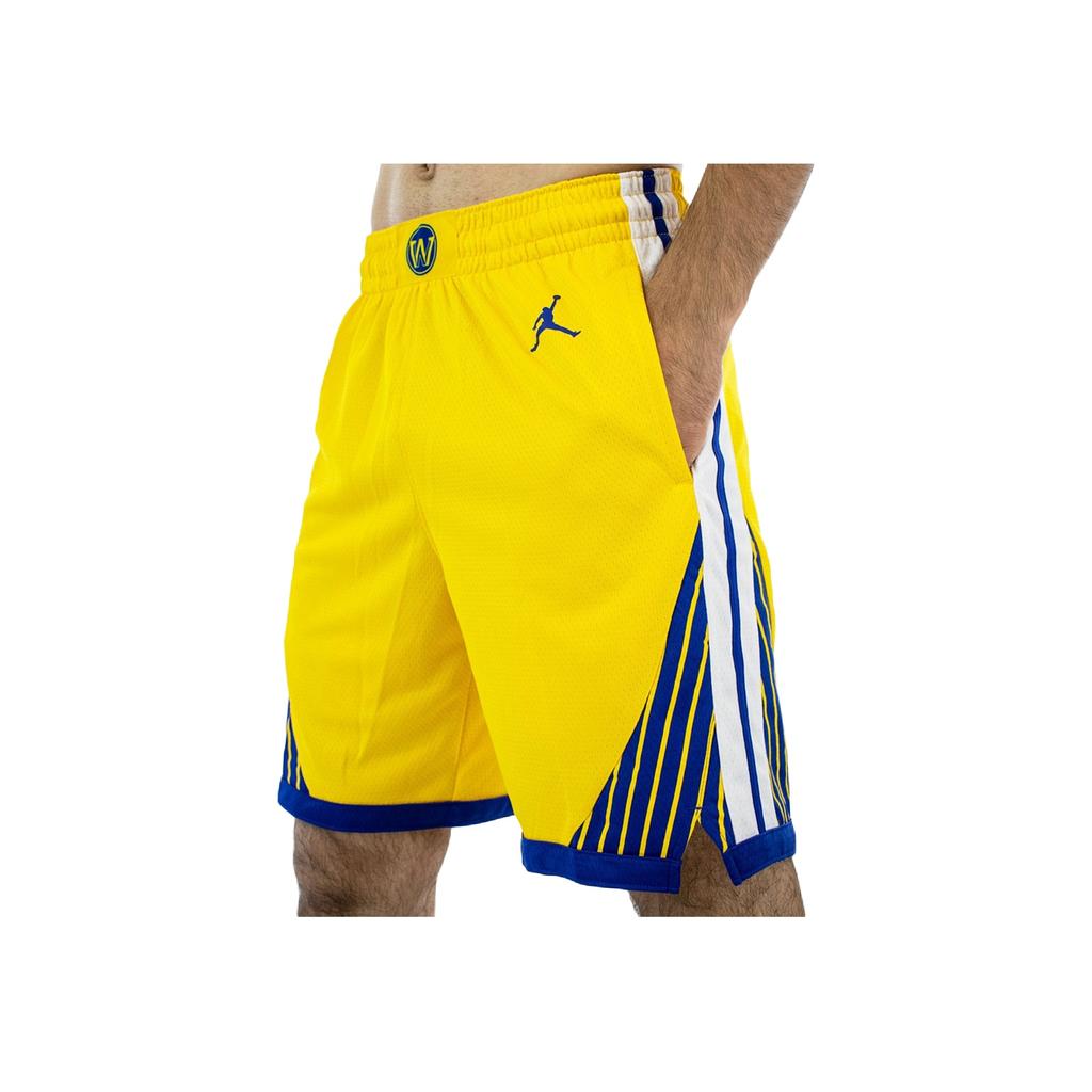 Jordan NBA Golden State Warriors Logo Print Elastic Waist Sports Casual Shorts Men shorts Yellow CV9560-728