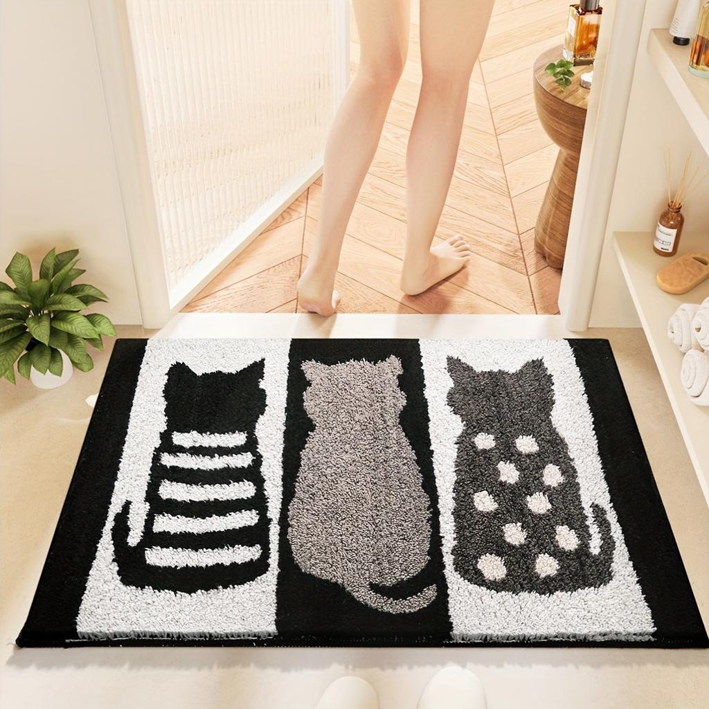 Cartoon Three Kittens Back Carpet Cute Non-Slip Bathroom Mat Thick Absorbent Door Mat Bathtub Mat Rug For Bedroom