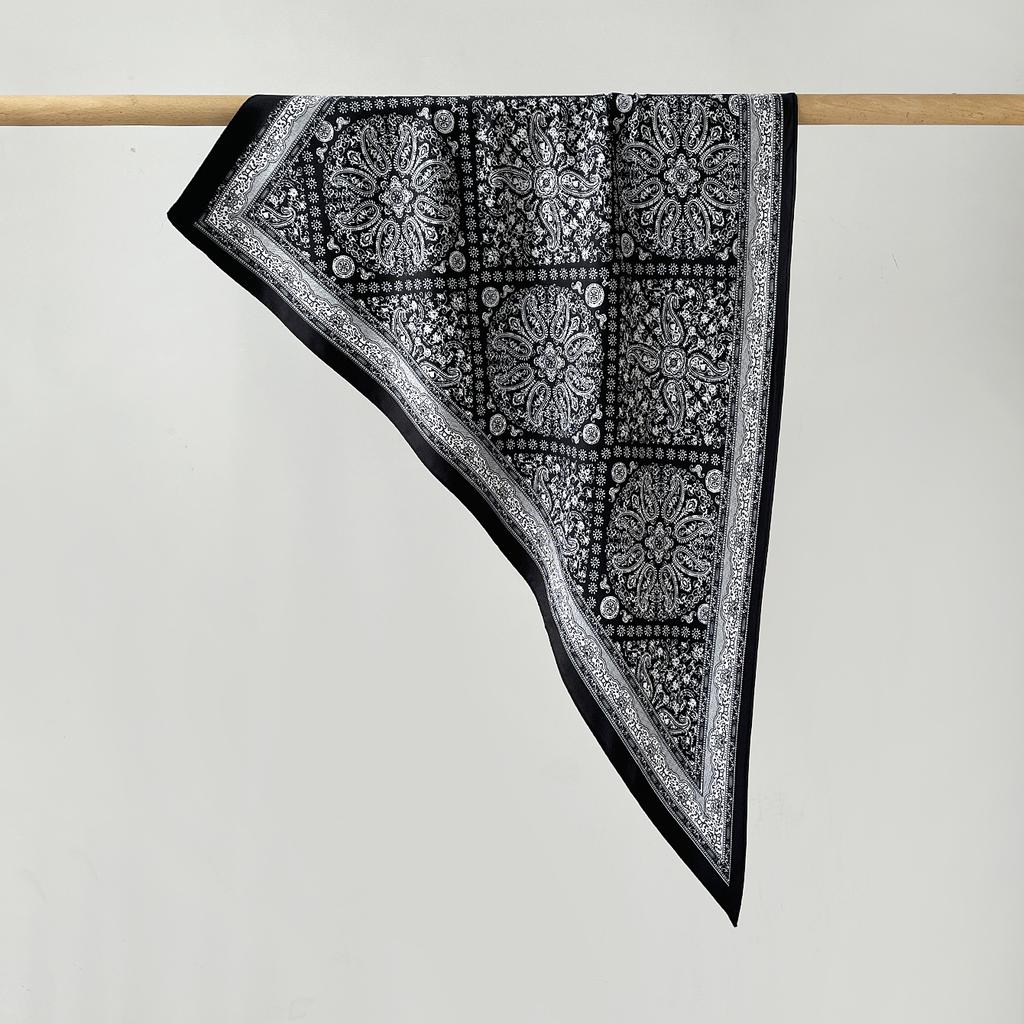 Twill Light Luxury High Sense Simulation Silk Headscarf Waist Triangle Scarf Silk Scarf Multi-Function