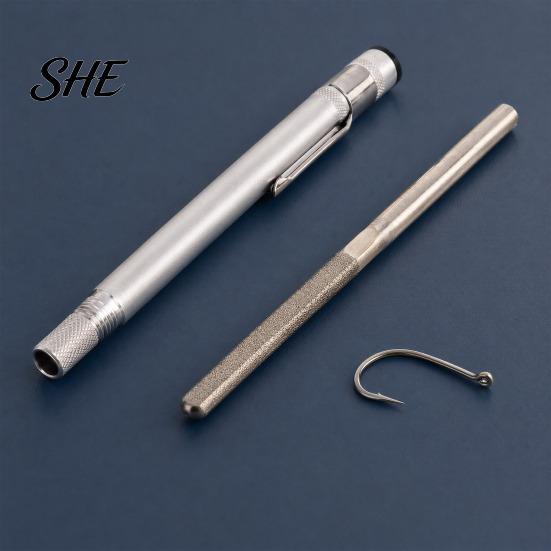 Fishing Tackle Sharpener Pen Type Portable Hook Sharpener, Heavy Duty Metal Sharpening Tool, Cutter Rod with Clip, Accessories