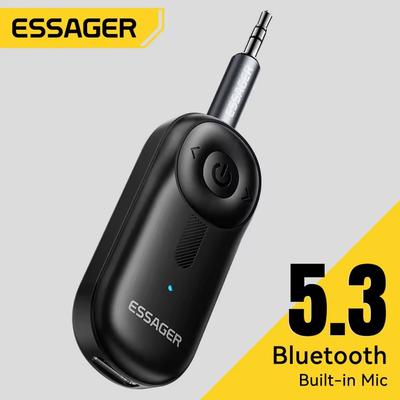Essager Adaptateur Bluetooth 5.3, prises AUX 3,5 mm pour récepteur audio, musique, haut-parleurs de voiture, casque, tablette, ordinateur portable, récepteur Bluetooth pour voiture